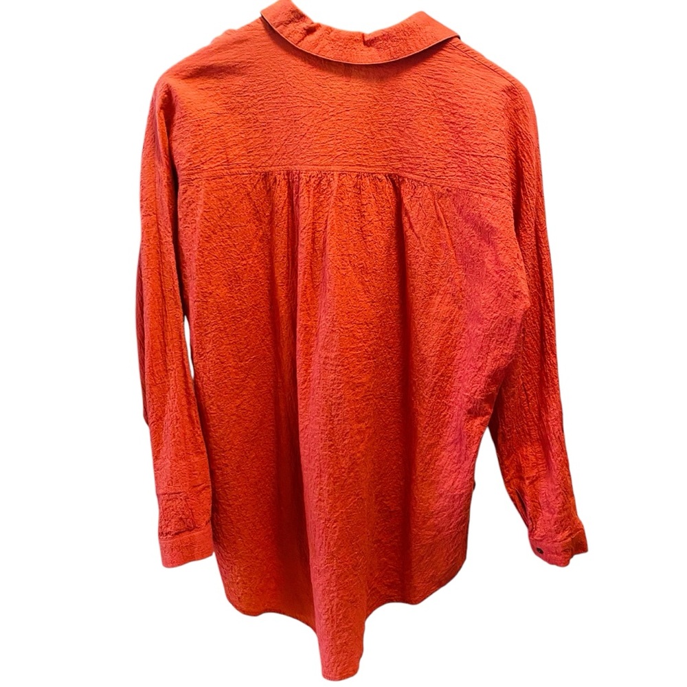 FREE PEOPLE Coral Crepe Oversized textured Button Down Long Sleeve Top - Picture 4 of 7